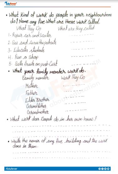 CBSE Class 3 EVS Work We Do Worksheet