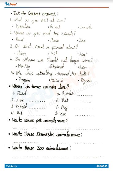 Buy Class 2 English Zoo Manners Worksheet with Solutions