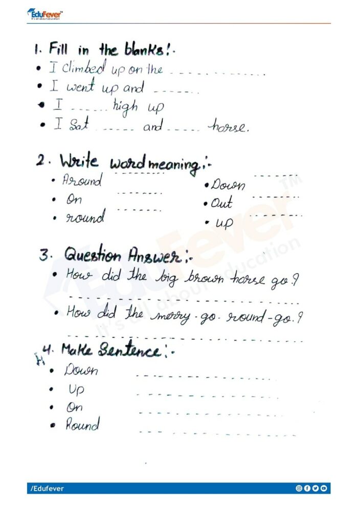 Class 1 English Merry Go Round Worksheet with Solutions (Product Image)-min