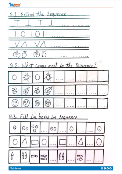 Class 1 Math Pattern Worksheet with Solution