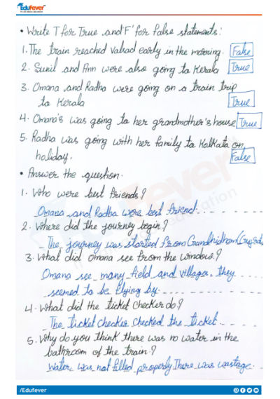 CBSE Class 4 EVS Omana #39 s Journey Worksheet with Solutions CBSE Class 4 EVS Omana #39 s Journey Worksheet with Solutions