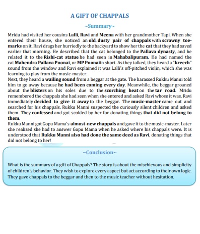 NCERT Book for Class 7 English (Honeycomb): Chapter 2-A Gift of Chappals -  IndCareer Docs