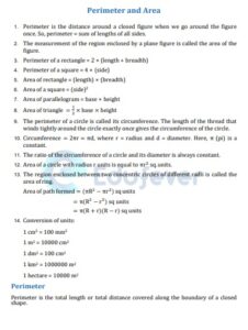Class 7 Maths Chapter 9 Perimeter and Area Worksheet