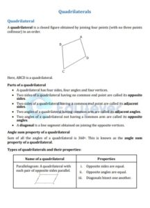 Class 9 Maths Chapter 8 Quadrilaterals Worksheet