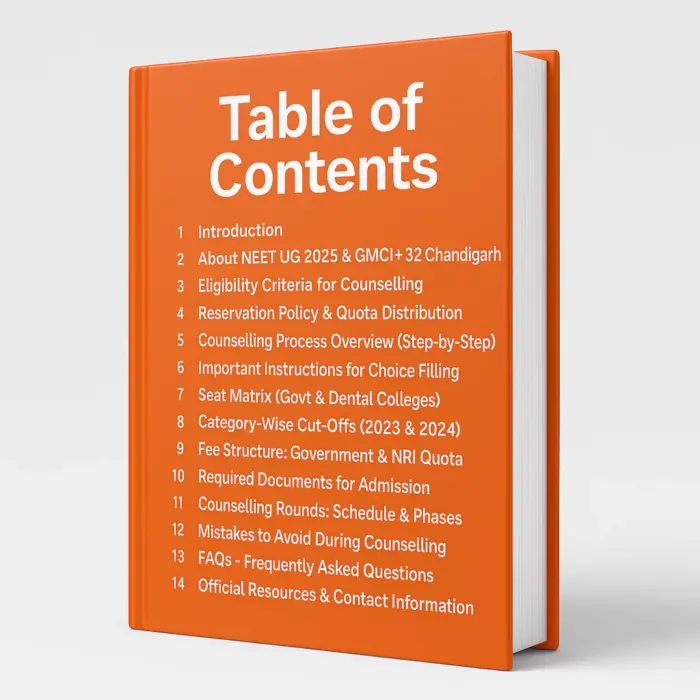 Chandigarh NEET UG Counselling eBook Table of Content