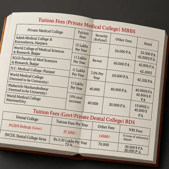 Haryana Medical Colleges Fees 2025