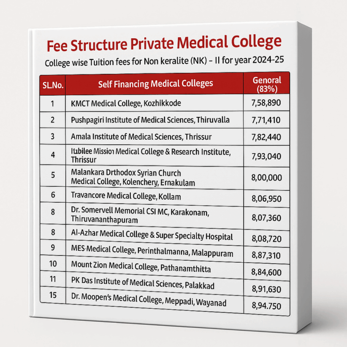Kerala Medical College Fees Structure