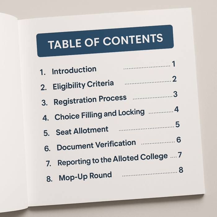 Kerala NEET UG COunselling eBook Table of content