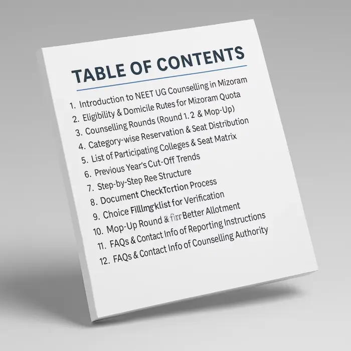 Mizoram NEET UG Counselling eBook Table of Content