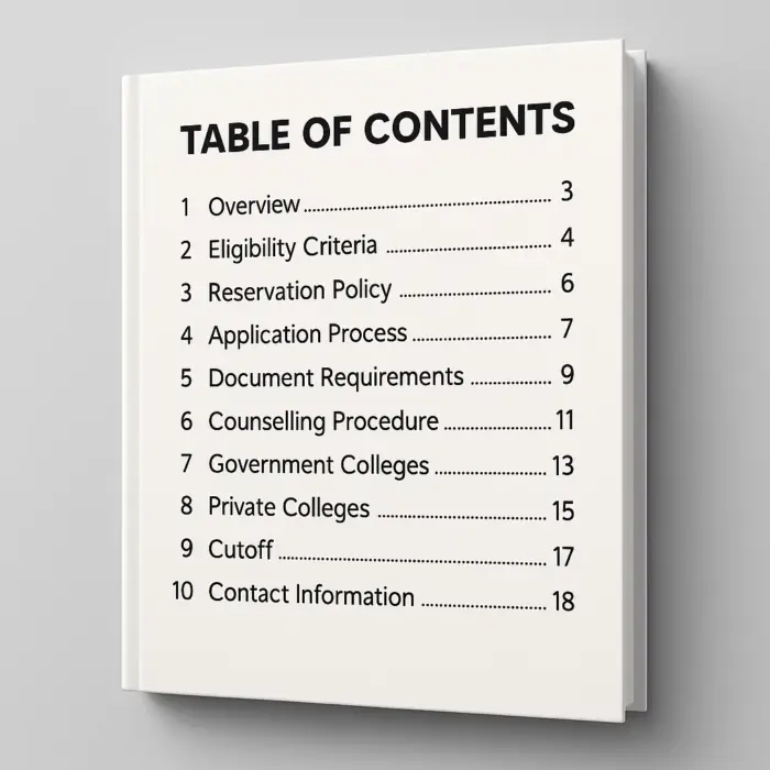 West bengal NEET UG Counselling ebook Table of Content